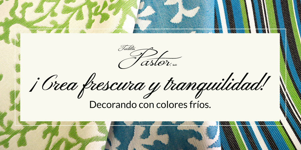 TextilesPastor's tweet image. ¡Crea el ambiente ideal para evitar el calor!
Decorar con colores fríos te da frescura y relajación:

-Usa tonos azules, verdes, violetas, blancos o grises.
-Aplica la regla 60-30-10: 60% ocupa el color frío, 30% otro tono más intenso y 10% para elementos.

#verano #textiles