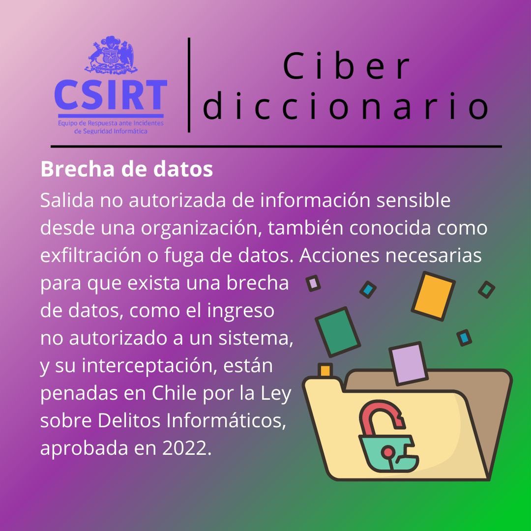 jmmantilla's tweet photo. Nuevo volumen, el 32 de #ciberdiccionario del
CSIRT de Gobierno, trae esta vez definiciones para #redesneuronales, #mineriadedatos, #desktopexercise y #brechadedatos - Encuentra más datos y #ciberconsejos siempre en nuestra web: https://t.co/sPosdyYTqq #ciberseguridad https://t.co/K6qEHU6QPO