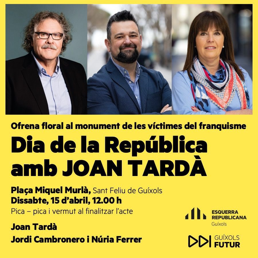 erc_guixols's tweet photo. Dissabte 15 d’abril celebrem una vegada més el Dia de la República. https://t.co/wpimf4LbPl