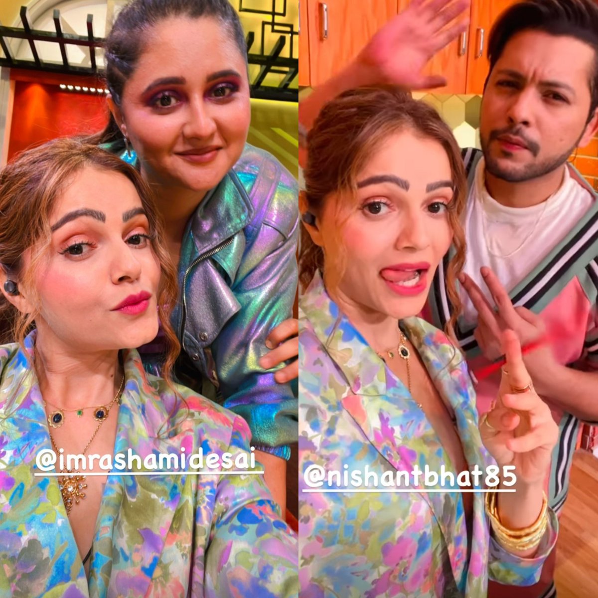 dailyyrubina's tweet photo. Rubina with Rashami and Nishant on the sets of #EntertainmentKiRaat ❤️.

#RubinaDilaik • #RashamiDesai https://t.co/W6zcjiXwEI