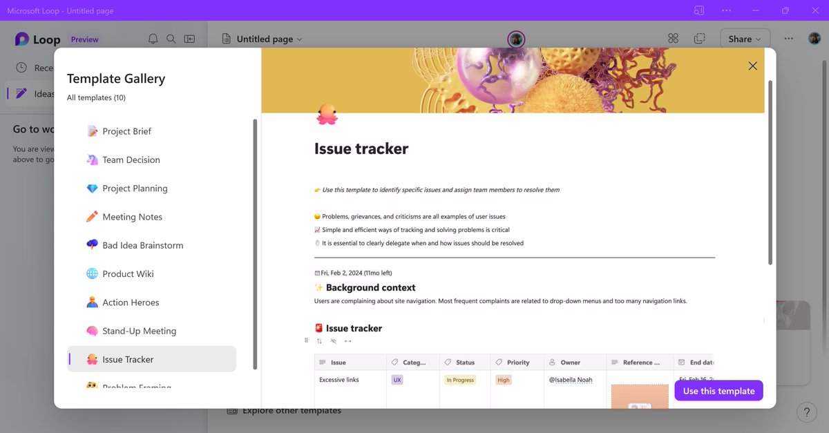 MicrosoftLoop's tweet photo. What Loop page template would you like to see? 🚀✨
We're working on adding more templates to #MicrosoftLoop and want to hear from you #FeedbackFriday 🎙️ https://t.co/8FbyybMotj