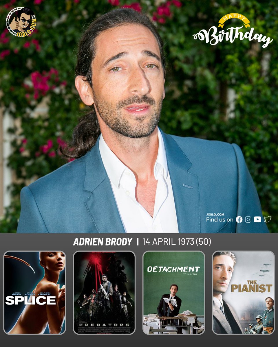 joblocom's tweet photo. Happy birthday to Adrien Brody, who turns 50 today! 🎂
🎥 #JoBloMovies #AdrienBrody #ActorBirthday https://t.co/ImI5vSXqjp