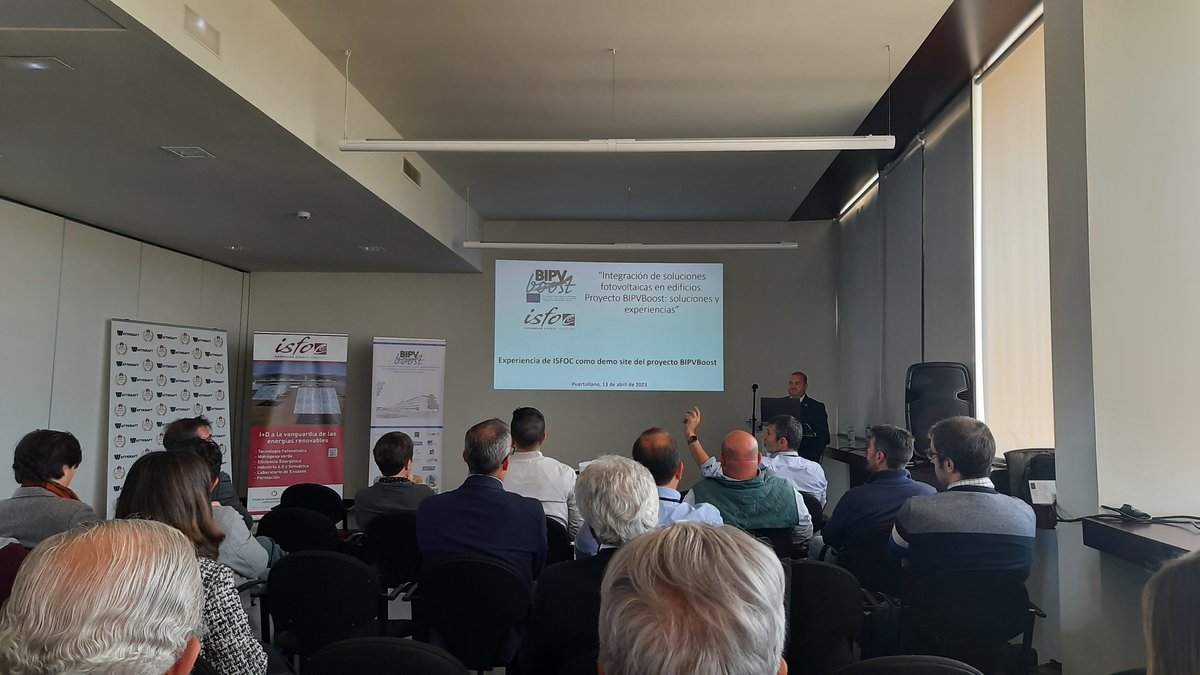 isfoc's tweet photo. Éxitosa la jornada del proyecto #BIPVBOOST que tuvo lugar ayer en @ISFOC. Muchas gracias a nuestros socios ponentes @tecnalia, @comsa_corp, @onyxsolar y @ENAR_Envelopes y a todos los asistentes que tuvieron la oportunidad de conocer más sobre la #bipv y la demo del proyecto. #fv https://t.co/VfKT0sda8c