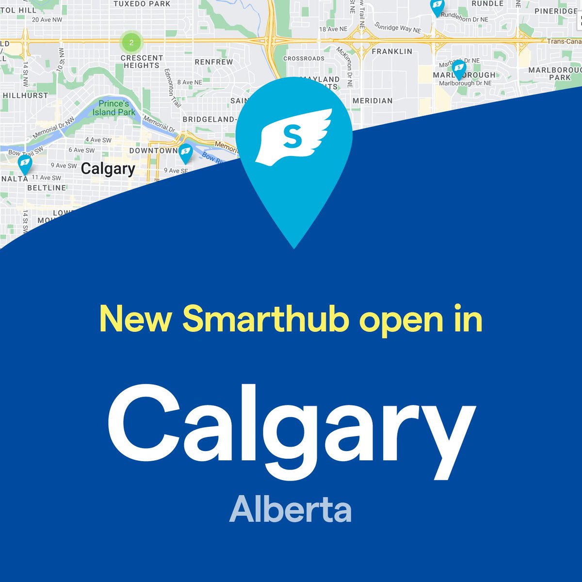 Swiftpost's tweet photo. Six new Smarthubs are available for residents of Calgary, Alberta. Visit https://t.co/S75vnEfFiS to see all 575+ Smarthub locations. #shipmoreforless #dropoff #alberta #swiftpost https://t.co/Iv2VXawIFc