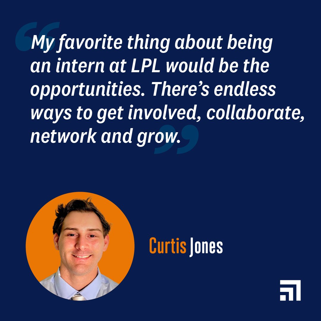 GregGatesLPL's tweet photo. A great testimony to @LPLโs LEAP Program from one of our former #LPLTech interns, Curtis! We've seen talented individuals like Curtis launch their careers through this 10-week internship & I'm already looking forward to seeing what this summer will bring.
https://t.co/DJRnq5iQS2 https://t.co/WAZkAHNh0M