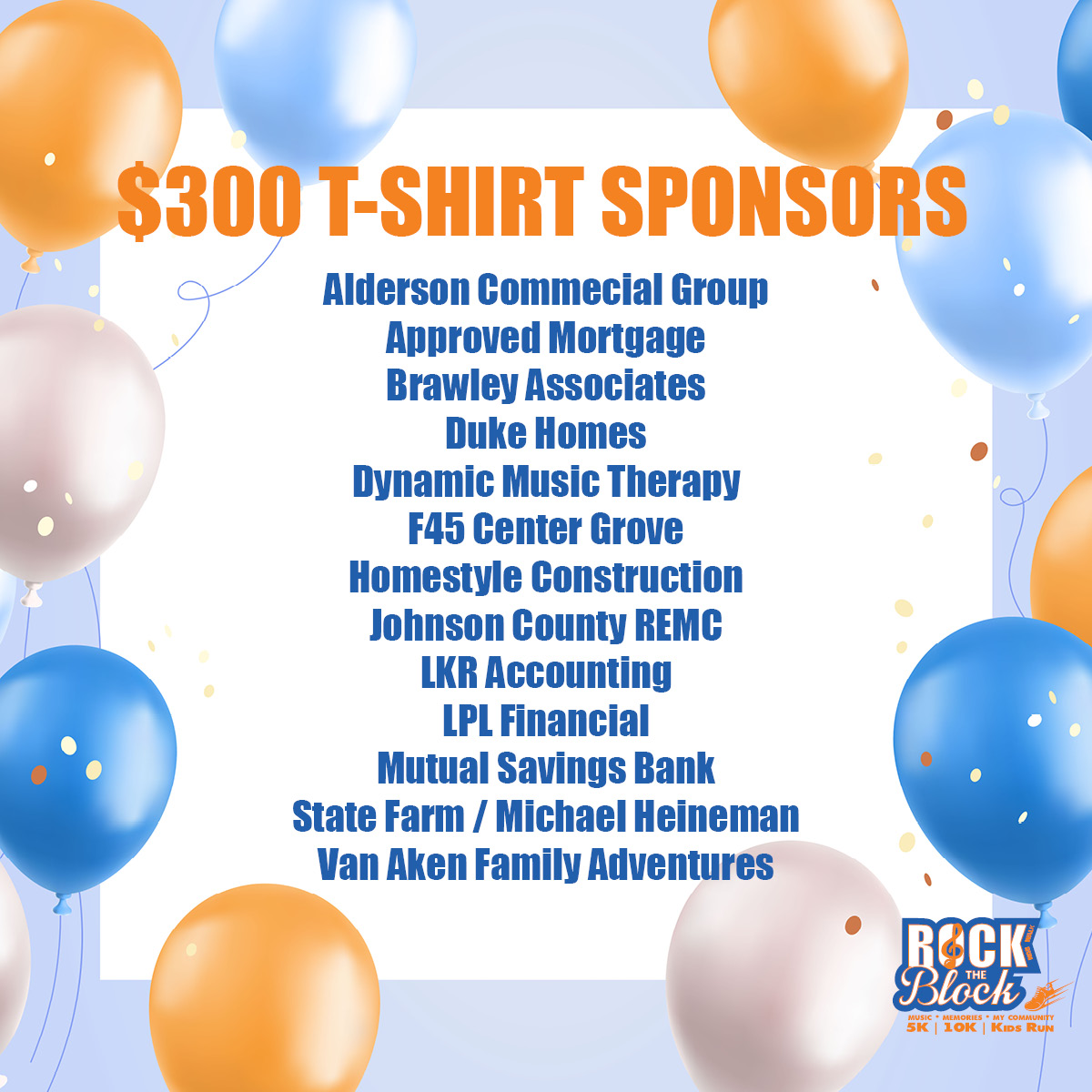 RockTheBlockRun's tweet image. Thank you to our $300 T-Shirt Sponsors for this year's #RTBR23! Your support makes a rockin' difference in our community. Check out all of this year's sponsors  on our website: ow.ly/7vLI50NHjsG