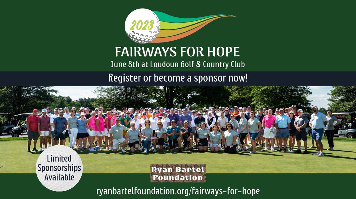 Join us for Fairways for Hope Golf Tournament, June 8 at Loudoun Golf &amp; Country Club. There are many ways to get involved in this wonderful day of community:
Become a sponsor, register to golf, volunteer to help. ryanbartelfoundation.org/fairways-for-h…  We can’t wait to see you on the course!