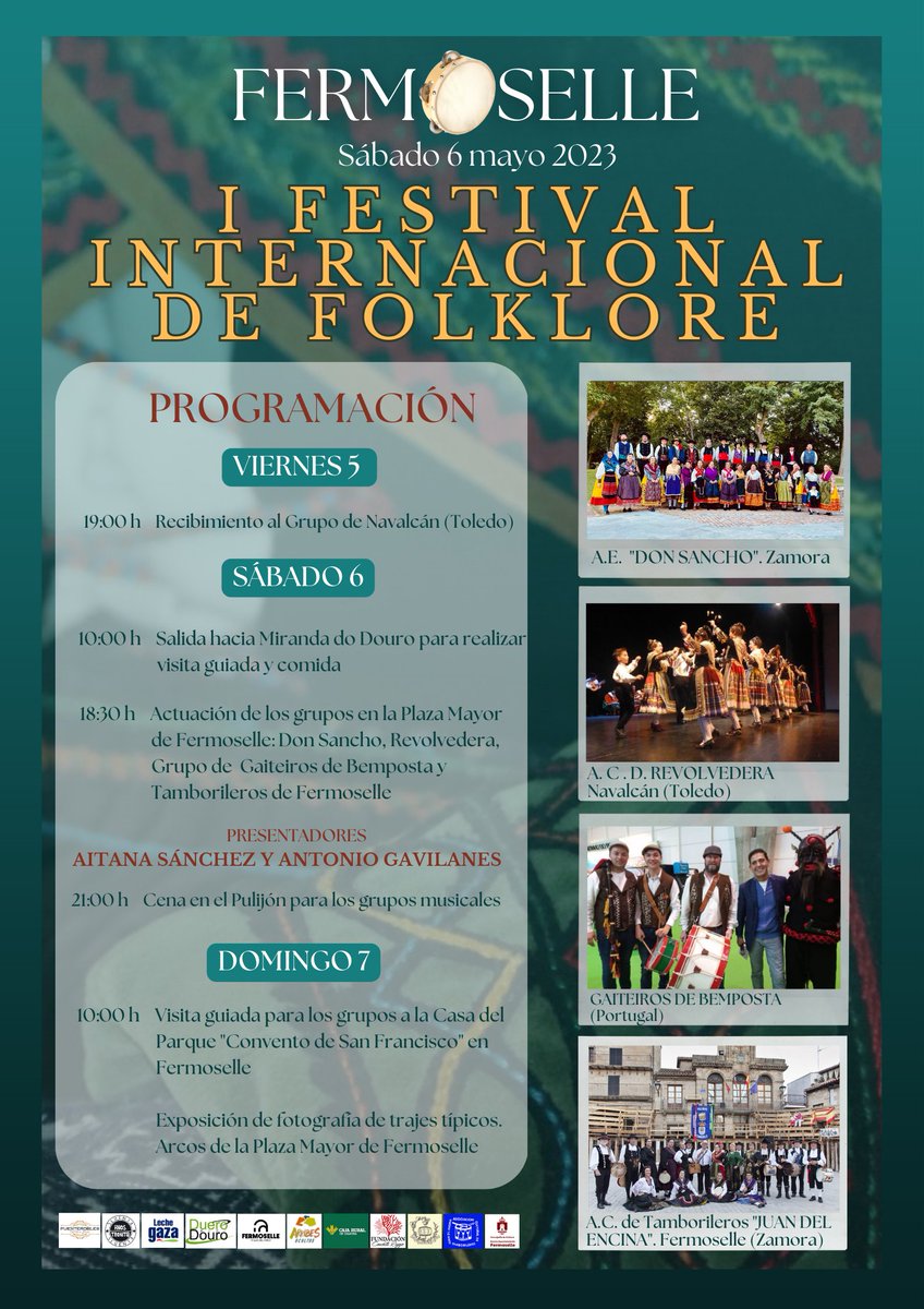 🥁 I FESTIVAL INTERNACIONAL DE FOLKLORE DE #FERMOSELLE, organizado por la Asociación de Tamborileros "Juan del Encina".