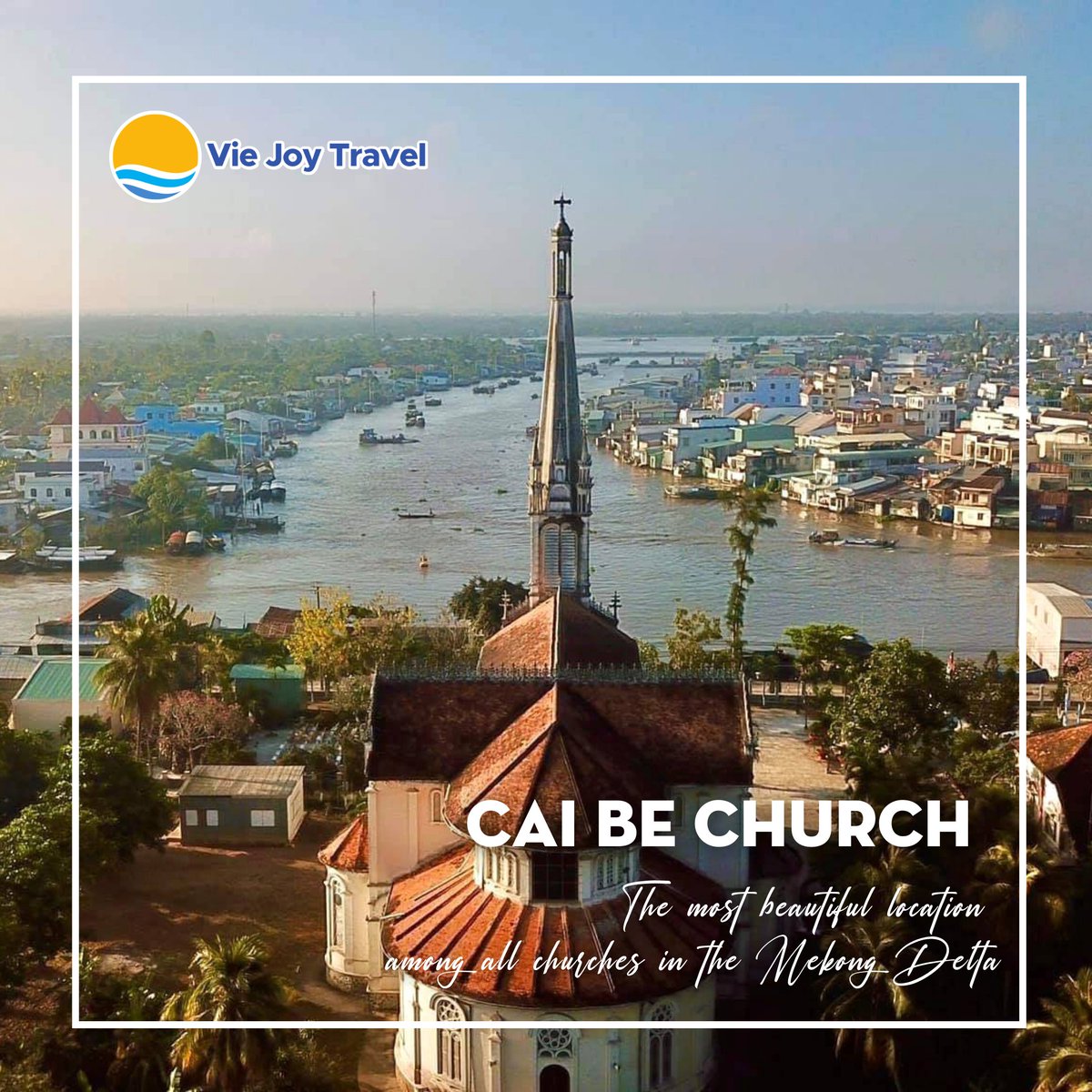 VieJoyTravel's tweet photo. Discover the charm of #CaiBe, a riverside town in the #MekongDelta. Watch the local life on the river at the floating market & visit the beautiful CaiBe church. Don't forget to explore the surrounding villages to experience the countryside and traditional crafts. #Vietnam #Travel https://t.co/wEeHoc8Iny