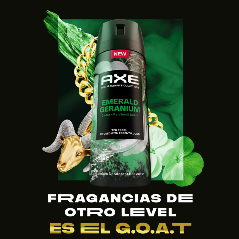AxeSpain's tweet photo. Prueba el nuevo AXE Emerald Geranium: con notas de geranio y madera de cedro que harán que te sientas fresco durante 72h. ¡Fragancias de otro level! 🔥 #Axe #FragranceCollection https://t.co/8XEQiU4ROE