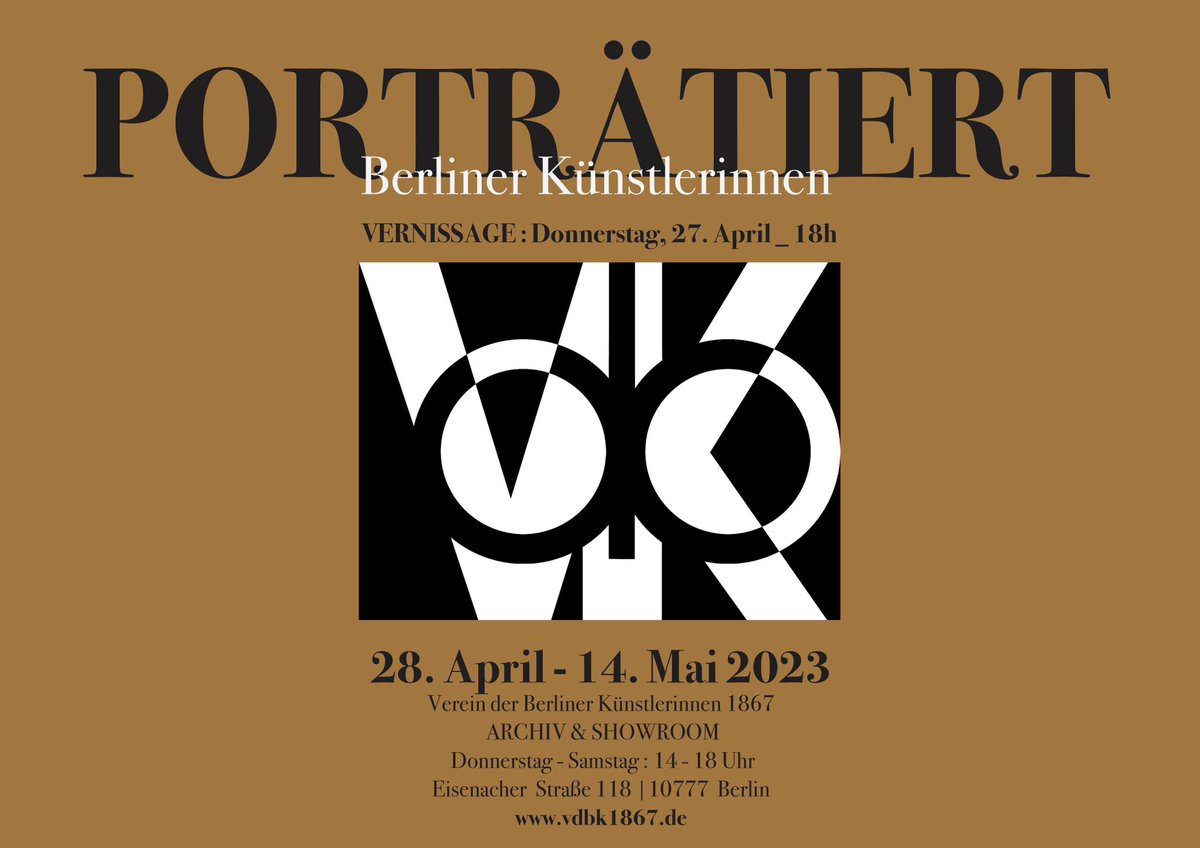nadjaskunst's tweet photo. PORTRÄTIERT_  Berliner Künstlerinnen im Atelier
28. April - 14. Mai 2023 
Der Verein der Berliner Künstlerinnen 1867 👉zum Gallery Weekend in neuen Räumen: Eisenacher Strasse 118 
VERNISSAGE : Donnerstag, 27. April 2023 um 18 Uhr
offen : Do – Sa : 14 - 18 Uhr https://t.co/XiTggL2rrm