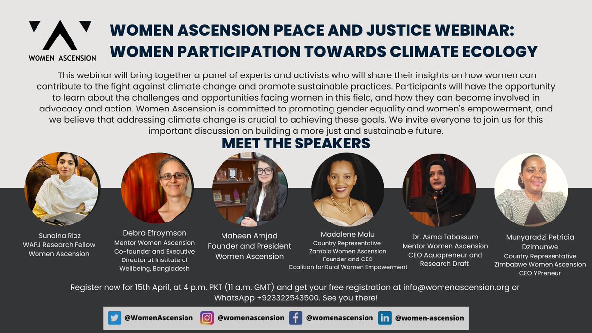 WomenAscension's tweet photo. Women Ascension Peace and Justice Webinar:
Women Participation Towards Climate Ecology - Moderated by Ms. Sunaina Riaz WAPJ Research Fellow
#WomenAscension #WAPJ #SDG13 #SDG16 #Research #Project #Global https://t.co/GKvkbJFlZq