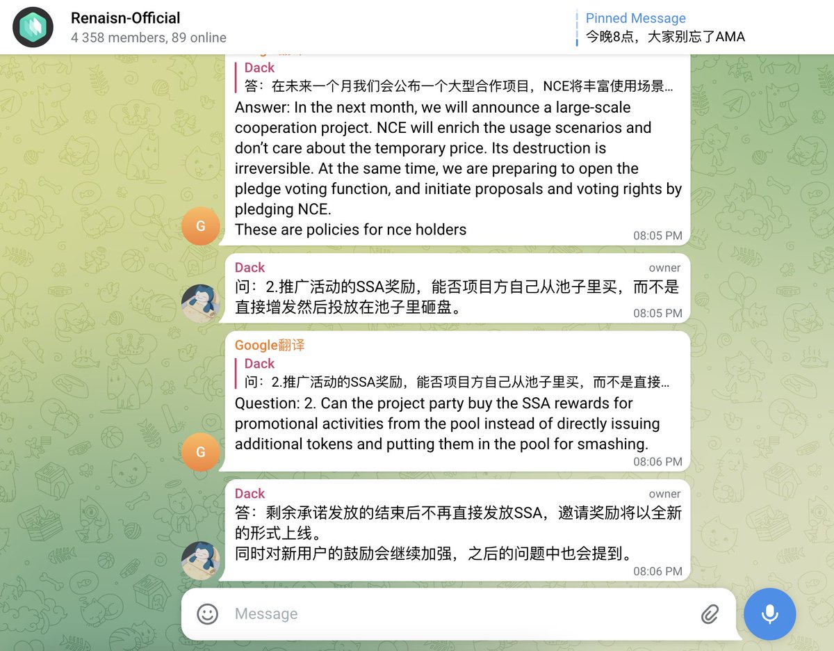 We're on it with bilingual translations! 🔥 Join the AMA 👉 t.me/Renaisn_Offcial