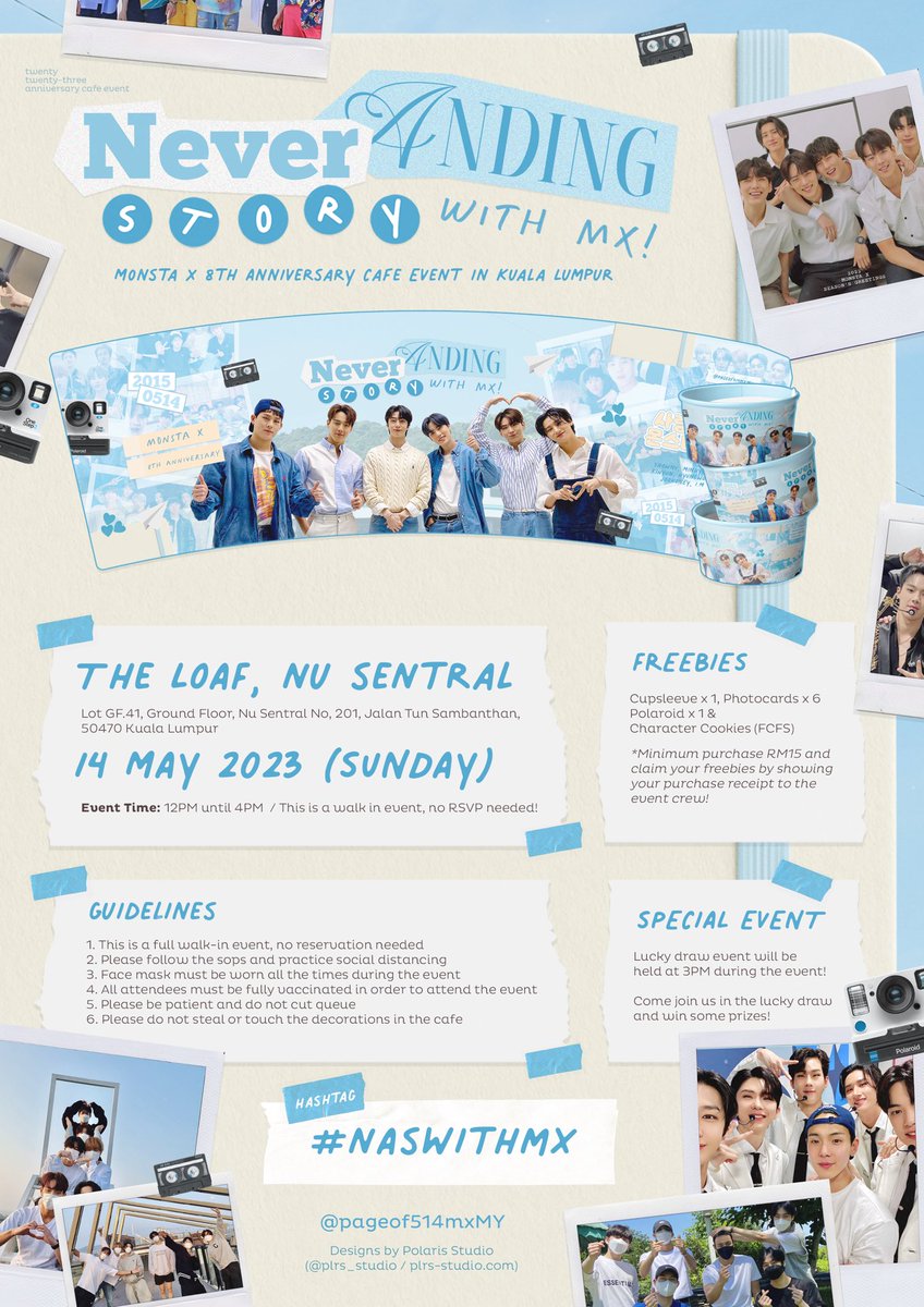 pageof514mxMY's tweet photo. 「𝐍𝐞𝐯𝐞𝐫 𝐀𝐍𝐃𝐢𝐧𝐠 𝐒𝐭𝐨𝐫𝐲 𝐰𝐢𝐭𝐡 𝐌𝐗」

𝘔𝘖𝘕𝘚𝘛𝘈 𝘟 8𝘵𝘩 𝘈𝘯𝘯𝘪𝘷𝘦𝘳𝘴𝘢𝘳𝘺 𝘊𝘢𝘧𝘦 𝘌𝘷𝘦𝘯𝘵 𝘪𝘯 𝘒𝘓 🇲🇾 

🗓️ 14 May 2023, Sun 
⏰ 12PM-4PM
📍 The Loaf Nu Sentral KL

#NASWITHMX
#MONSTAX @OfficialMonstaX https://t.co/viw7aSKX7N