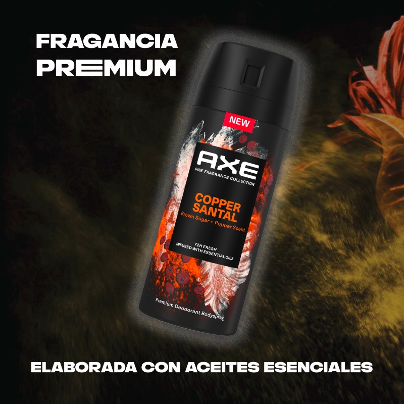 Prueba el nuevo AXE Copper Santal: nueva fragancia con un toque picante 🔥 junto a la suavidad aromática del sándalo. 72h de frescor. ¡Es el G.O.A.T! 🐐 #Axe #FragranceCollection