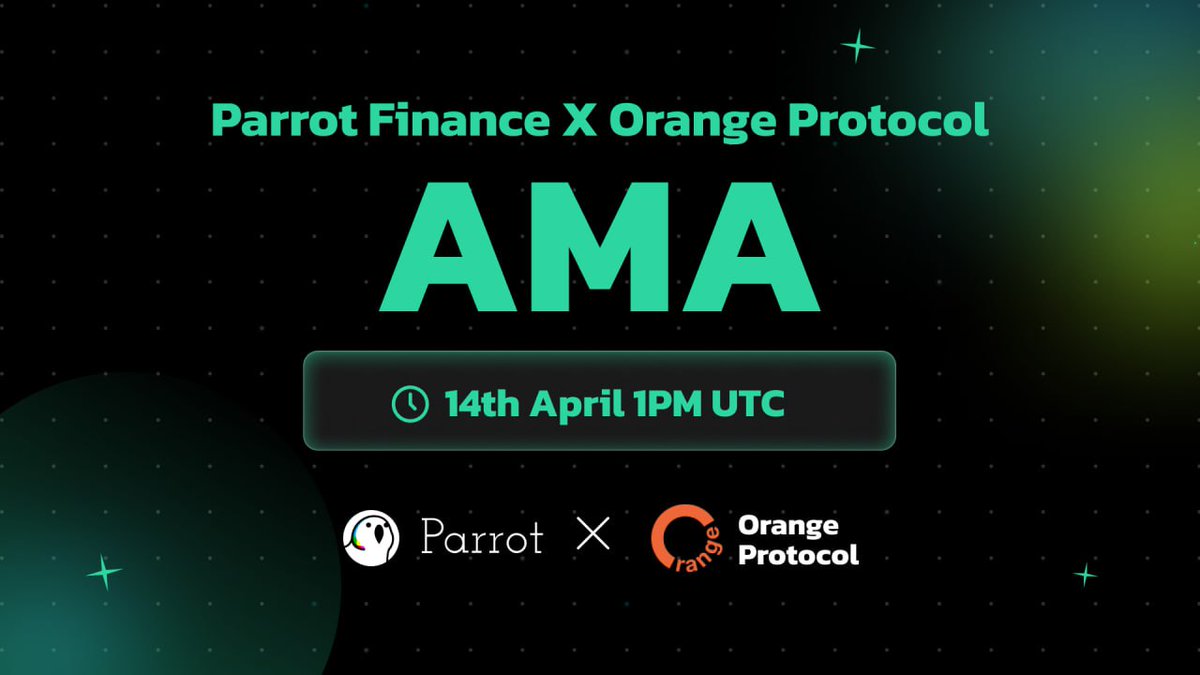 OrangeProtocol's tweet photo. Just under one hour until our AMA with @gopartyparrot about @solana #DeFi, #portablereputation, liquid staking pools and more! 🦜🤝🍊

Link below and see you there! 👇🎙️

https://t.co/as7M2On8bV https://t.co/dgrvFfV7Vf