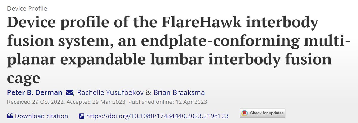 Accelus1's tweet photo. Check out the just-published FlareHawk device profile at https://t.co/JuXh9IYVT2. This article describes the unique features of the FlareHawk family of lumbar interbody fusion devices, as well as their indications for use and early clinical outcomes. #FlareHawkFriday https://t.co/yyRwAVx8cq