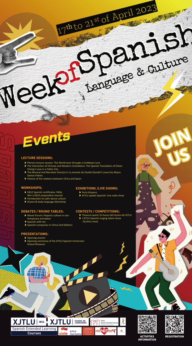 XJTLU's tweet image. Next week is World Language Week! 🌍 We have a week full of exciting events lined up, from cultural workshops to performances and more. Let&apos;s learn, dance, and have fun together! #WorldLanguageWeek 
#LanguageWeek #SpanishEvents #Campus #XJTLU #Culture #Fun