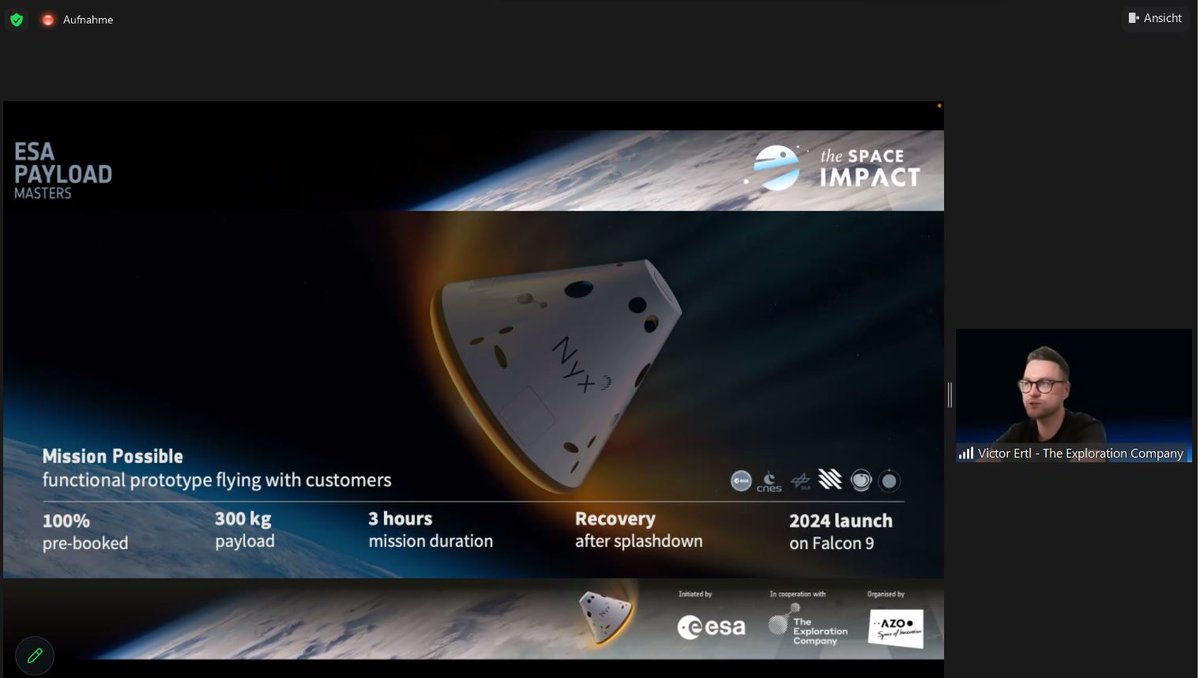 Daniela D-N (@ddn2015) on Twitter photo The webinar on #ESAPayloadMasters <a href="/TheSpaceImpact/">Space Impact</a> with <a href="/ertl_victor/">Arturo victor Ertl</a> on screen is running at the moment, a recording will be shared on spaceimpact.eu/payload-master… afterwards.
<a href="/ESA_CommGateway/">ESA Commercialisation Gateway</a> <a href="/AZO_space/">AZO space.i</a> <a href="/ESABICBavaria/">ESA BIC Bavaria</a>
#Nyx #IOD The webinar on #ESAPayloadMasters <a href="/TheSpaceImpact/">Space Impact</a> with <a href="/ertl_victor/">Arturo victor Ertl</a> on screen is running at the moment, a recording will be shared on spaceimpact.eu/payload-master… afterwards.
<a href="/ESA_CommGateway/">ESA Commercialisation Gateway</a> <a href="/AZO_space/">AZO space.i</a> <a href="/ESABICBavaria/">ESA BIC Bavaria</a>
#Nyx #IOD