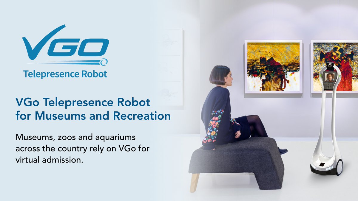 <a href="/VecnaInc/">Vecna</a>'s #VGo #Telepresence #Robot is a 100% remote controlled robot that provides real-time, self guided virtual experiences for attendees unable to be there in person at museums, zoos, aquariums and other recreational sites. hubs.la/Q01Lt9Qj0