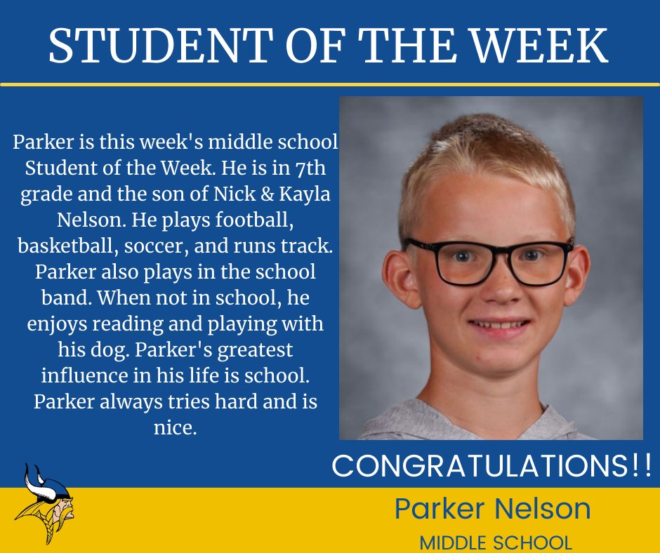fredericvikings's tweet photo. Congrats to this week's Student of the Week!
#GoFrederic https://t.co/KfM3cKD5eE