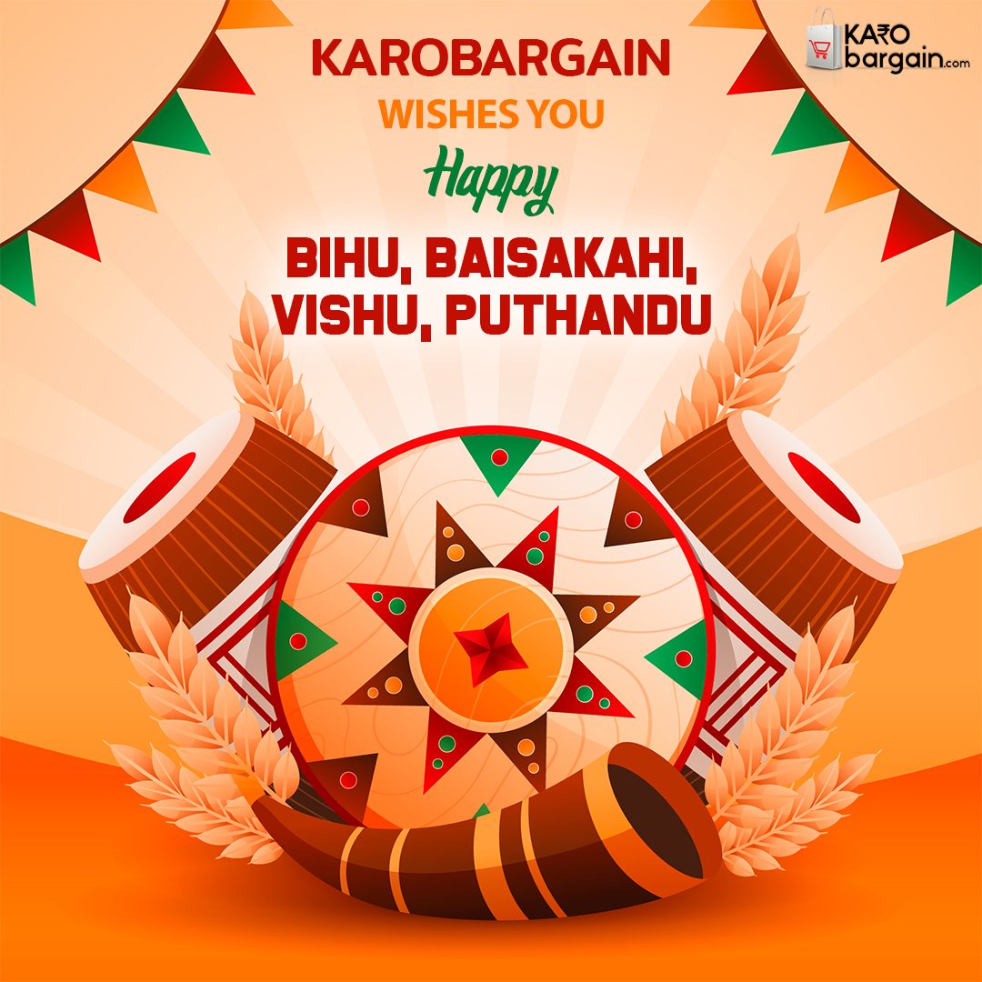 KaroBargain's tweet photo. KaroBargain wishes everyone a joyful Spring Harvest season to all!
🎉🌾🌱🌞
Acknowledging our farmers who work day in day out to bring food to our plates. 🍚#Bihu #Lohri #Baisakhi2023 #Vishu #Puthandu #TamilNewYear #TamilNewYear2023 #AssamNewYear #TrendingNow
#KaroBargainCoupons https://t.co/c9g3IvXSlq