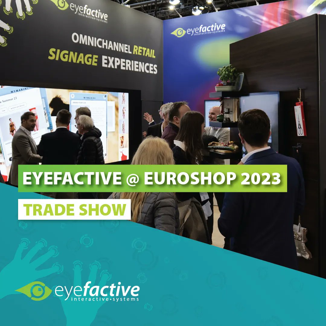 eyefactive's tweet image. eyefactive presents #SmartSignage Applications at EuroShop 2023 

At the eyefactive booth at #EuroShop2023 in Düsseldorf, visitors could learn all about different applications around interactive smart retail signage.

Learn more: eyefactive.com/en/press-relea… 

#EuroShop #tradeshow