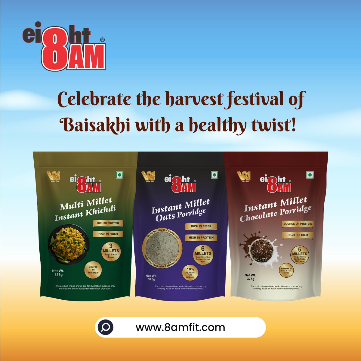 Celebrate the harvest festival of Baisakhi with a healthy twist! Try out our newly launched millets and add a nutritious touch to your festive feasts. #Baisakhi #HealthyTwist #8AM