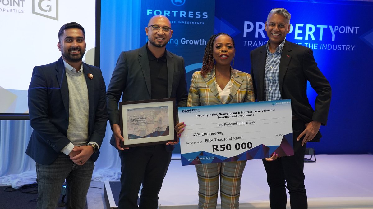 PropPoint's tweet photo. We are pleased to announce that within the two year programme, the 14 SMEs have generated over R163 million in revenue, created about 150 full-time and part-time employment, and secured over R34 million in contracts.

#Fortress #Growthpoint #KZNGrad #SMEs #Proppoint https://t.co/EYZPTYpuOB