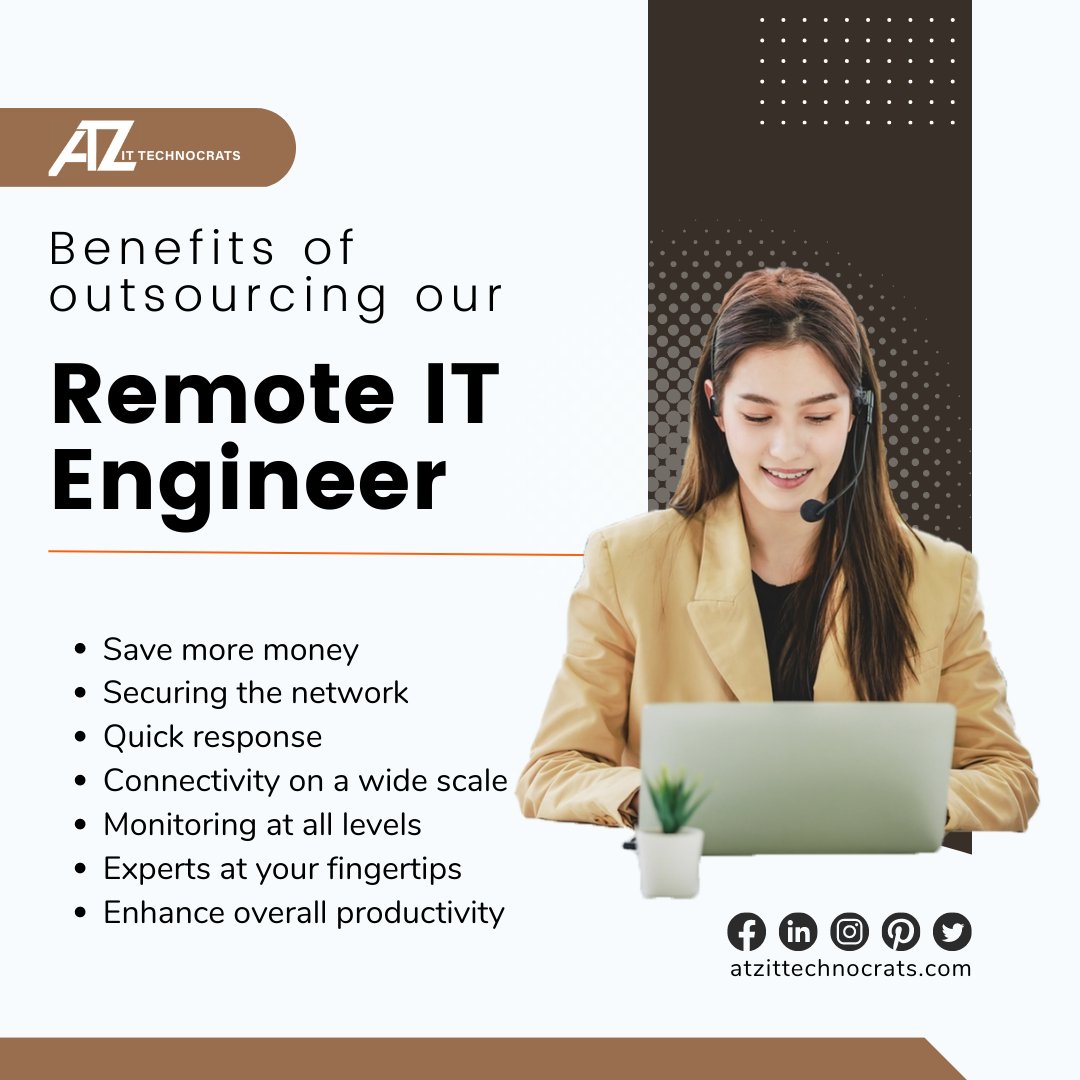 Among the many benefits of outsourcing our Remote IT Engineer, here are a few key ones:

Save more money
Securing the network
Quick response
Connectivity on a wide scale
Monitoring at all levels
Experts at your fingertips
Enhance overall productivity

#desktop #desktopsupport