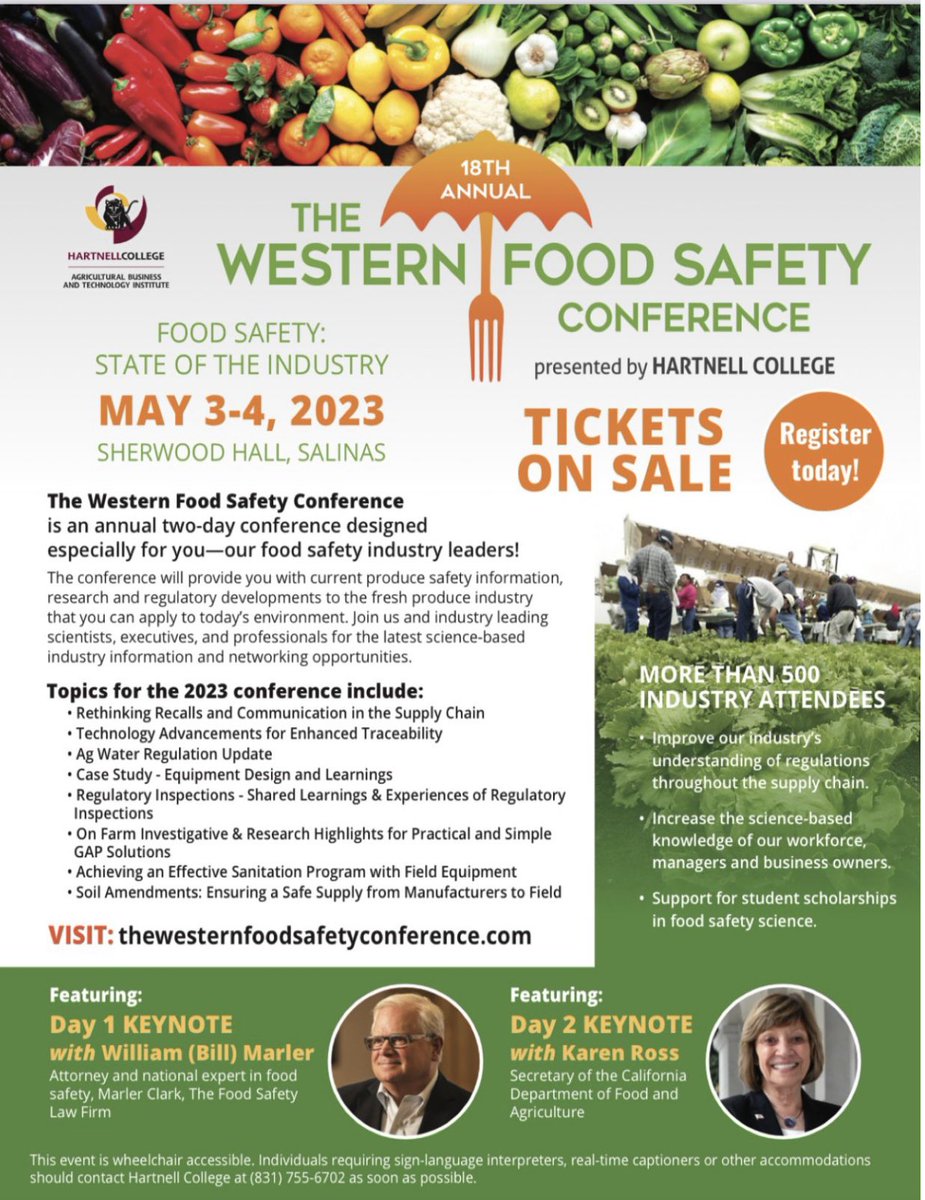 Don’t miss this event! #foodsafety #producesafety #sanitation #bestpractices #traceabilty #foodsafetyculture #recall 
thewesternfoodsafetyconference.com