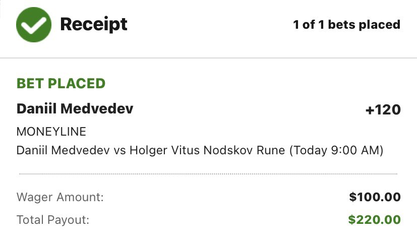 CourtsSports0's tweet photo. This line me funky as hell and I’m scared to play it because of that… so let’s do a giveaway! 

If Medvedev wins, I’ll give this full ticket away to somebody who likes this tweet and follows me. Bonus points for a RT 😎

Let’s have a great Friday!! 💪 https://t.co/9UDfUXXnHc