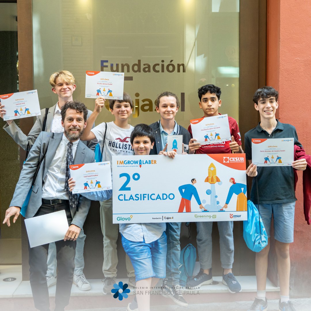 SFPaulaColegio's tweet photo. 📢¡Les informamos en directo!📢 ¡Nuestros alumnos han obtenido el segundo puesto en el programa-concurso de emprendimiento juvenil "I'm a Growlaber" organizado por @CesurEdelSur !🥈

👏¡Enhorabuena por el merecido premio!

#ColegioInternacionaldeSevillaSanFranciscodePaula #CISSFP https://t.co/gzJdmgE3fD