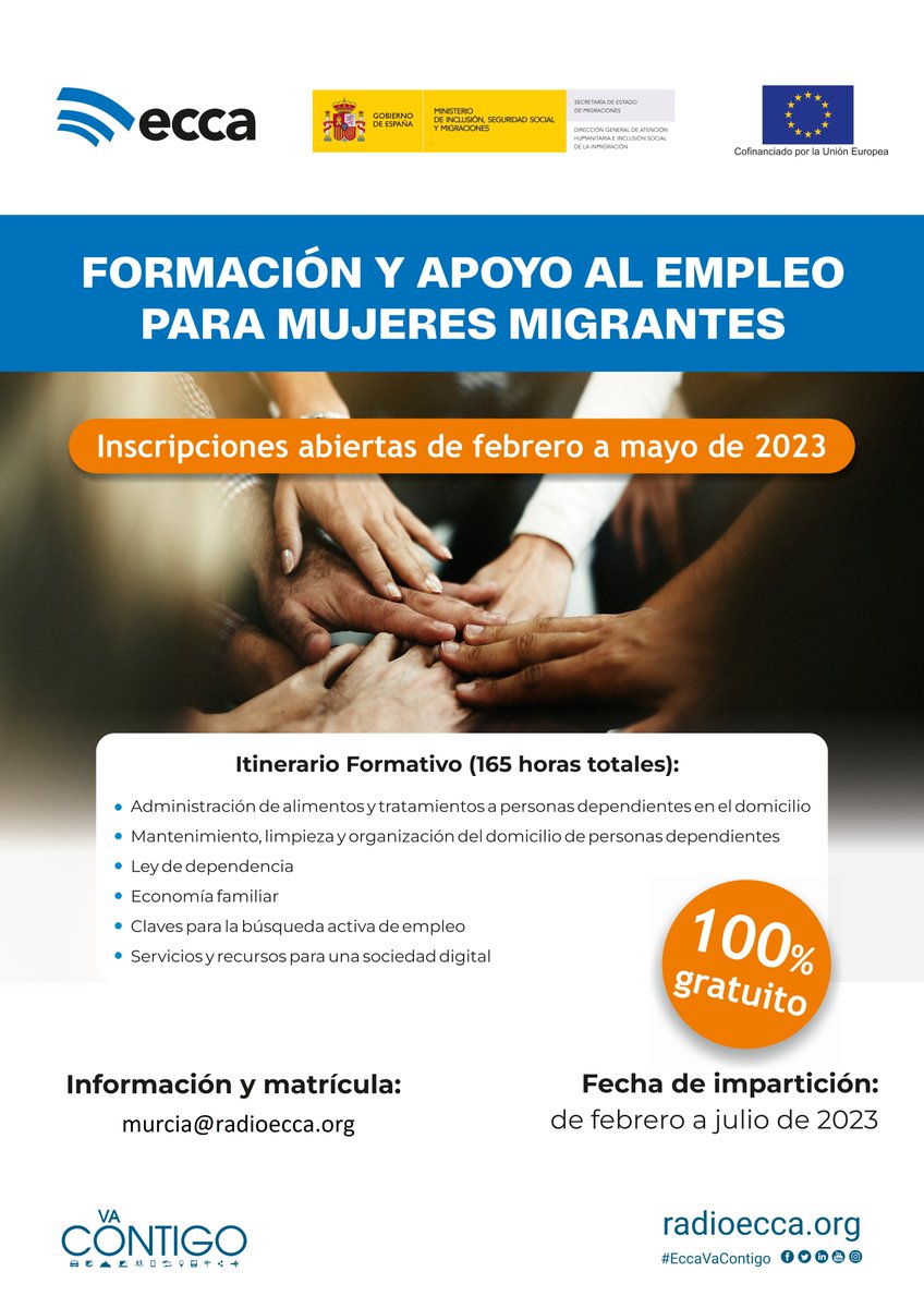 jescano_ecca's tweet photo. Programa dirigido a Mujeres Migrantes.
#formación y apoyo para el #empleo a #mujeres migrantes desempleadas. 
Subvencionado por la Dirección General de Inclusión y Atención Humanitaria del Ministerio de Inclusión Seguridad Social y FSE. @socialecca
@inclusiongob #FSE https://t.co/hyygeJL12E