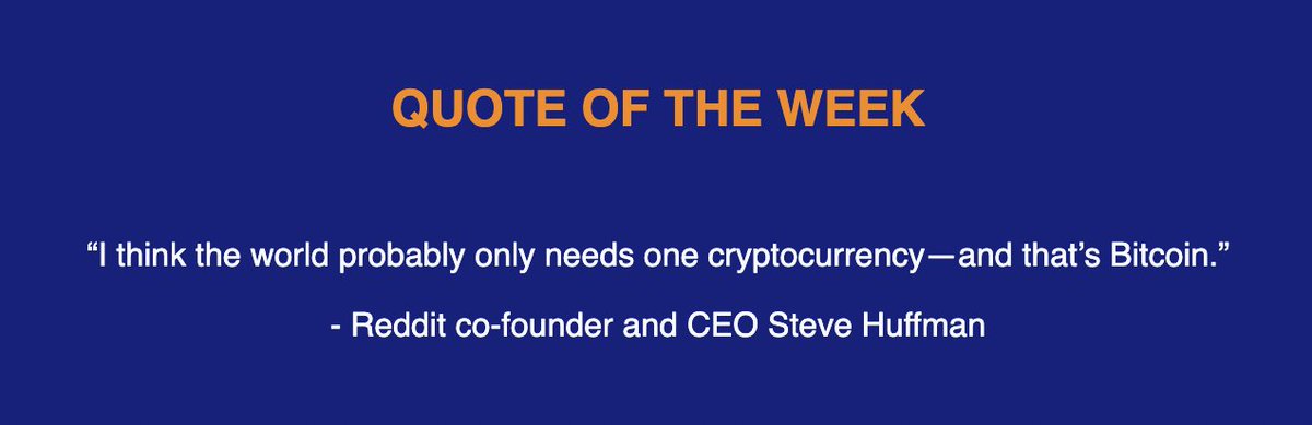 julian_liniger's tweet image. “I think the world probably only needs one cryptocurrency - and that’s #Bitcoin .”

- Reddit co-founder and CEO Steve Huffman

from our @relai_app newsletter delivered to your inbox every Friday by @raphschoen 🙌