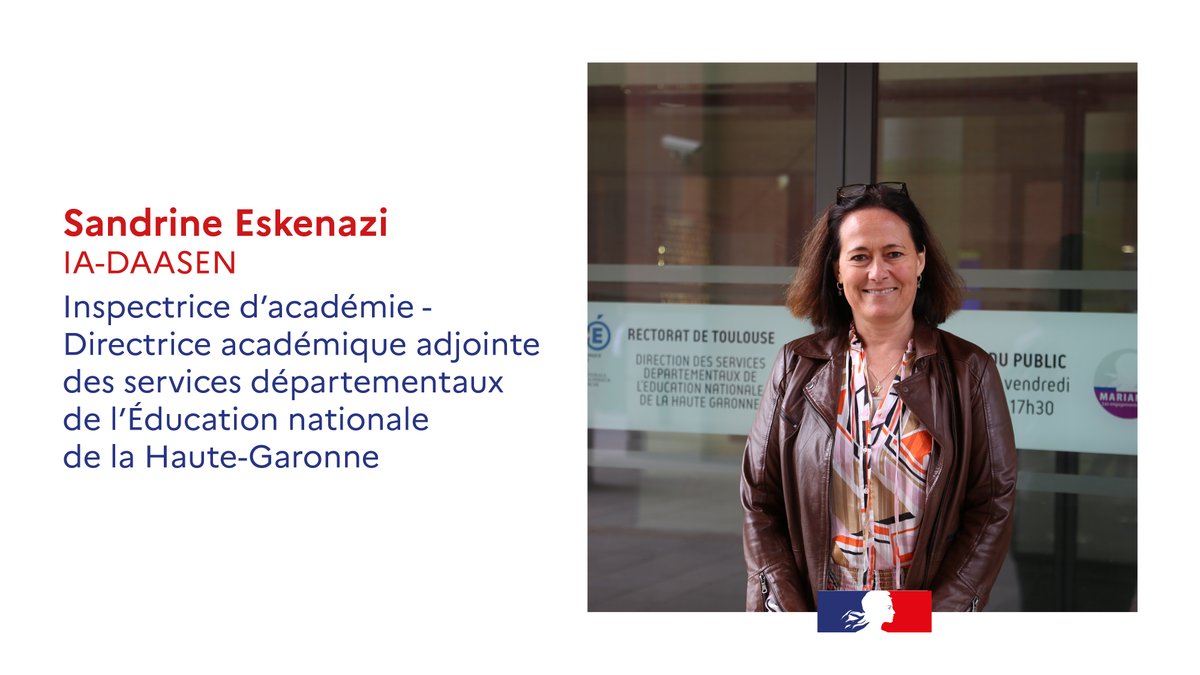 DSDEN31's tweet photo. Nous souhaitons la bienvenue à @EskenaziSand , nouvelle DAASEN de la Haute-Garonne ➡️ https://t.co/LyyjZpcfMx 
@leclercarno @FAURIEHERBERT @actoulouse @MostafaFourar https://t.co/LON6mNkc3b