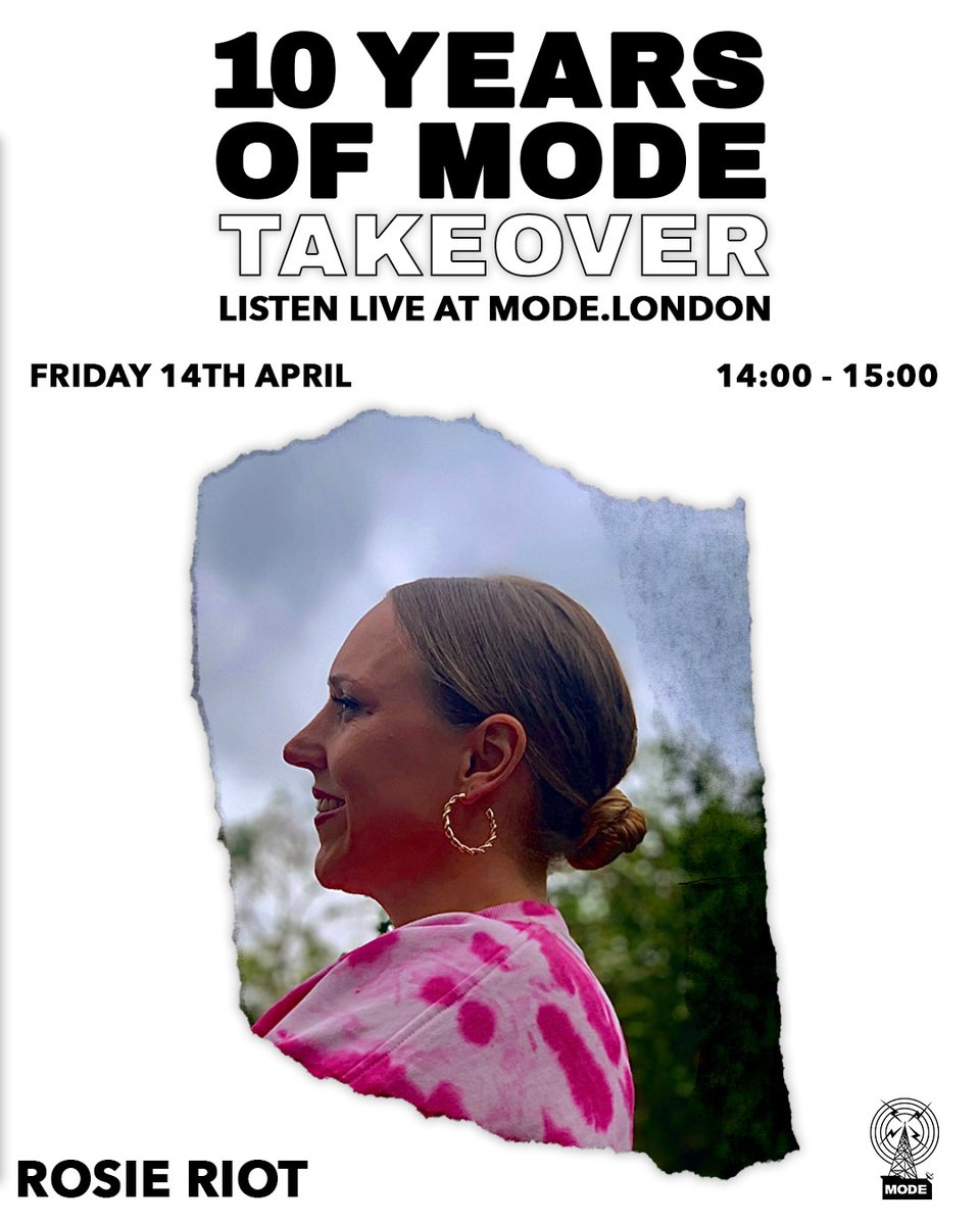 Moderadiolondon's tweet photo. The #10YearsOfMode celebrations continue today with 12 hours of special curated sets
We're kickstarting it with longstanding resident @RosieRiotLdn
Lock in at https://t.co/37qOyxMm10
#10YearsOfModeTakeover
#ModeIsHome https://t.co/IZEsj8pmqA