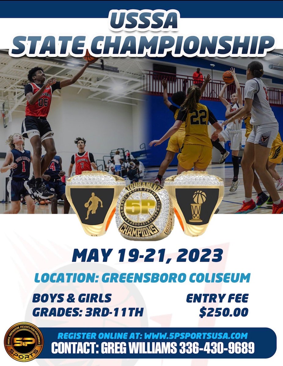 Come get the Ring for 2023. Let's see who the best teams are in the State. This is an event about State pride. Register today! Greensboro Coliseum will be on fire ! Big time atmosphere.