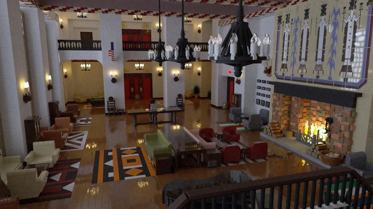 ATRightMovies's tweet image. THE SHINING (1980) recreated as Lego HD renders. The detail is incredible. Not sure who made these so please credit if you know. 

A THREAD  

1/10 - The Colorado Lounge