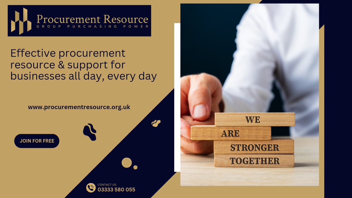 The UK's most agile and innovative buying group! 

FREE membership | NO service charges 

Join today: procurementresource.org.uk

#strongertogether #prl #buyinggroup #innovative #purchasing #manufacturing #retailandleisure #agriculture #construction #smebusinesses #businesssavings