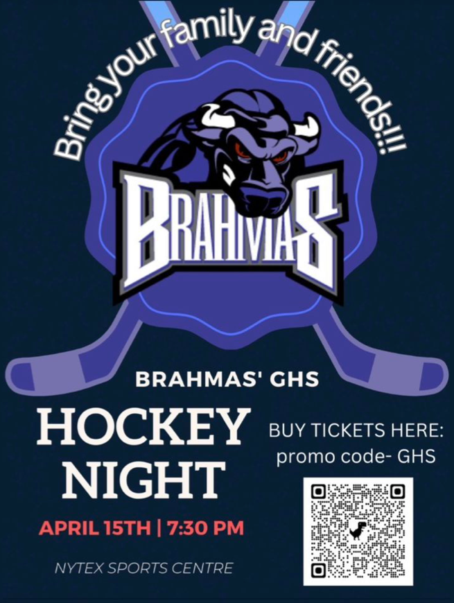 Looking for something fun to do with the fam this weekend? The Texas Brahmas are doing a GHS spirit night! Come support the class of 2024 and the Brahmas as they take on the Ice Rays! #gcisd #ghsunity #gvineclassof24 #mustangs