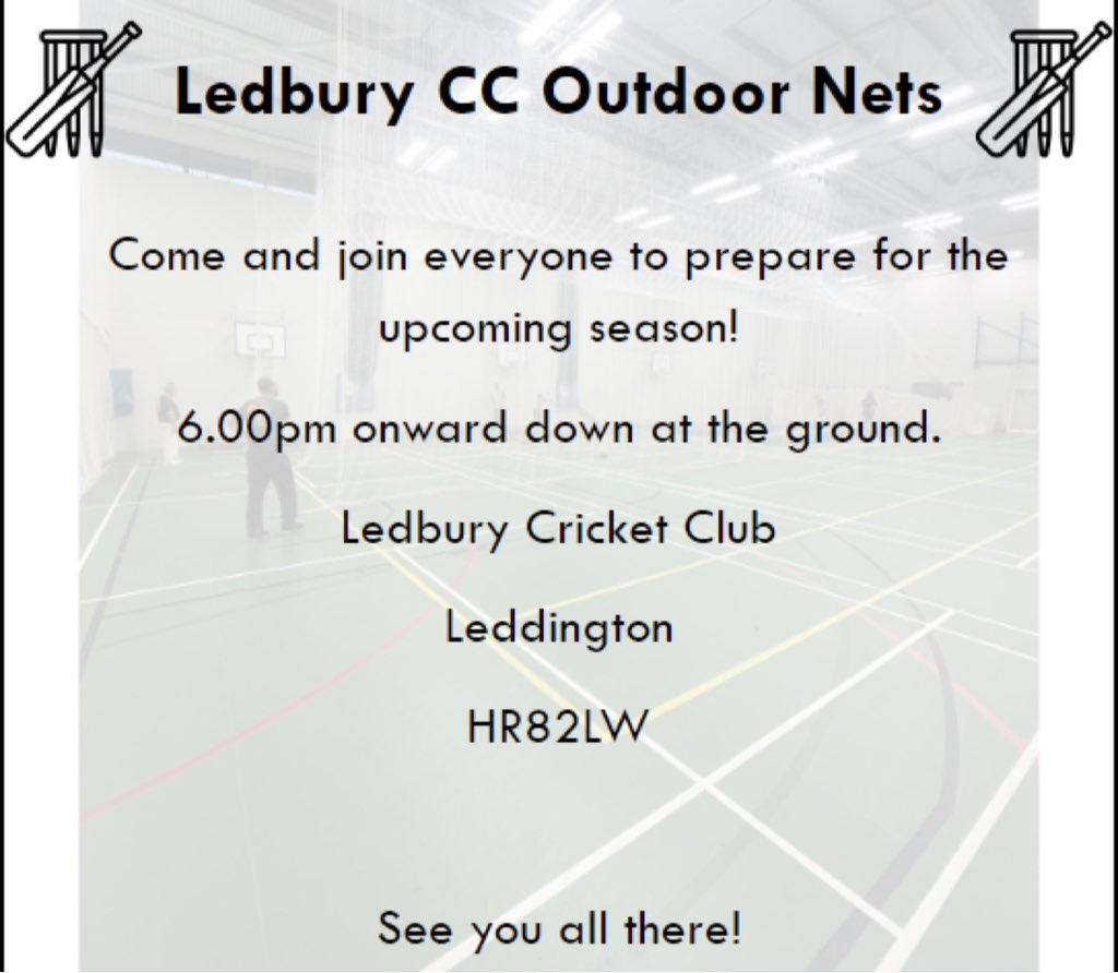 After the fairly “British” weather over the last week, we are beginning senior nets next Wednesday! (19th) 

Details on the poster 
🟢🟡🏏🟡🟢🟡🏏🟡🟢 

#greenandgoldarmy🔰