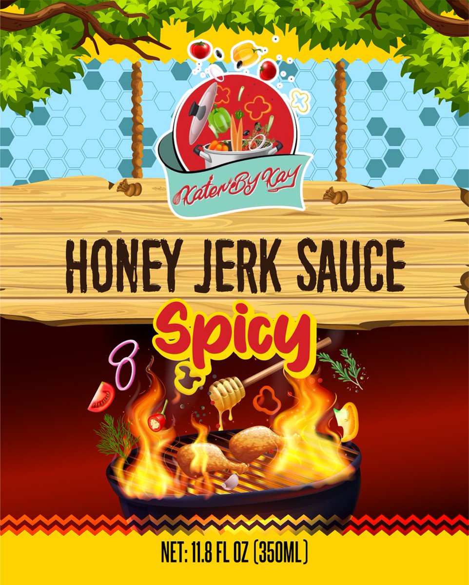_BilalSohail's tweet image. Sauce Bottle Label Design 🎨 

Product Name: Honey Jerk Sauce 
Software Used: Adobe Ai &amp;amp; photoshop 

#Bottlelabel #labeldesigns #saucelabels #honeyjerksauce