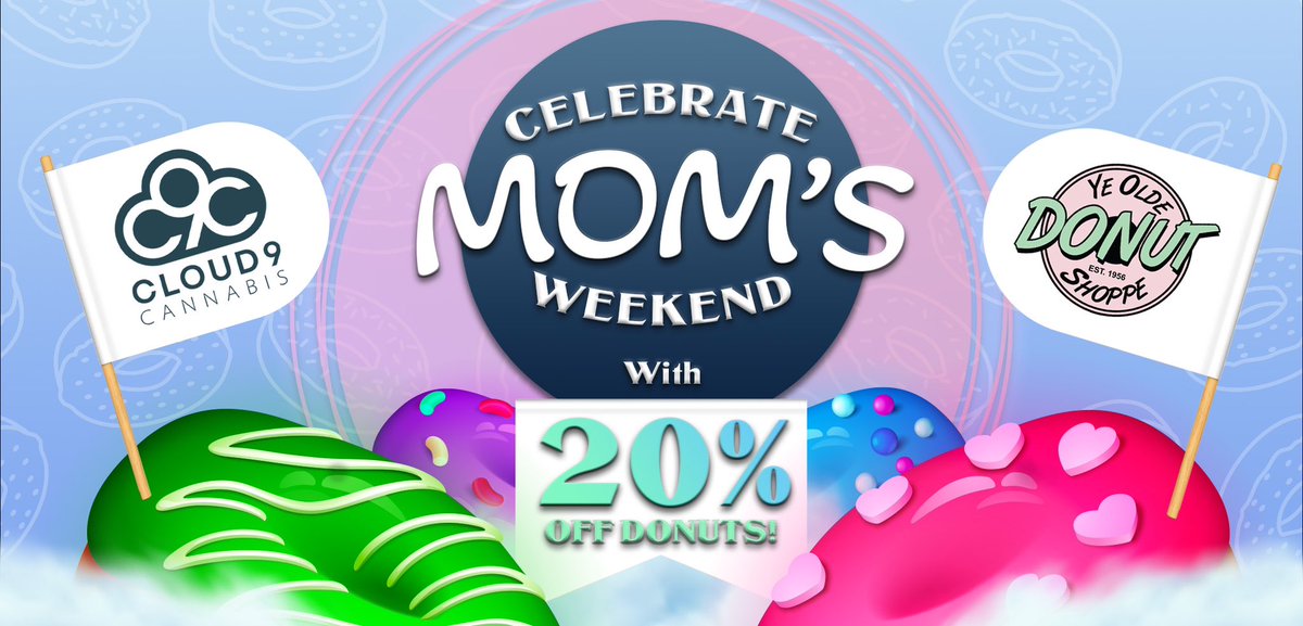 cloud9canna's tweet photo. Happy #MomsWeekend #UIUC!

To celebrate, we’ve partnered with Ye Olde Donut Shoppe to offer a 20% off coupon on some DELICIOUS donuts with your purchase from us!

Have a great weekend!

#champaign #urbana #dispensary #donuts https://t.co/Ye45Csg0HY