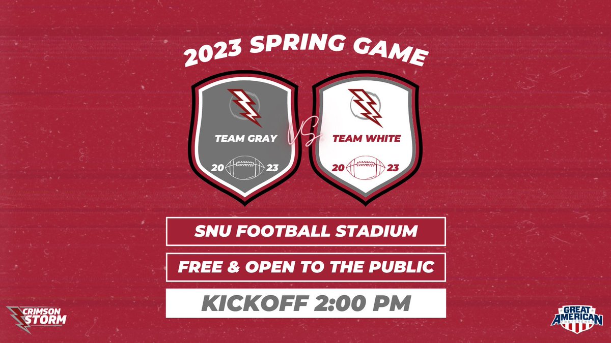 Coach_Indy's tweet photo. The teams are set. Just one day away!

🎟️ 2023 Spring Game
📍SNU Football Stadium
⏰ 2:00 PM

#BoltsUp https://t.co/jh0k1SRVFZ