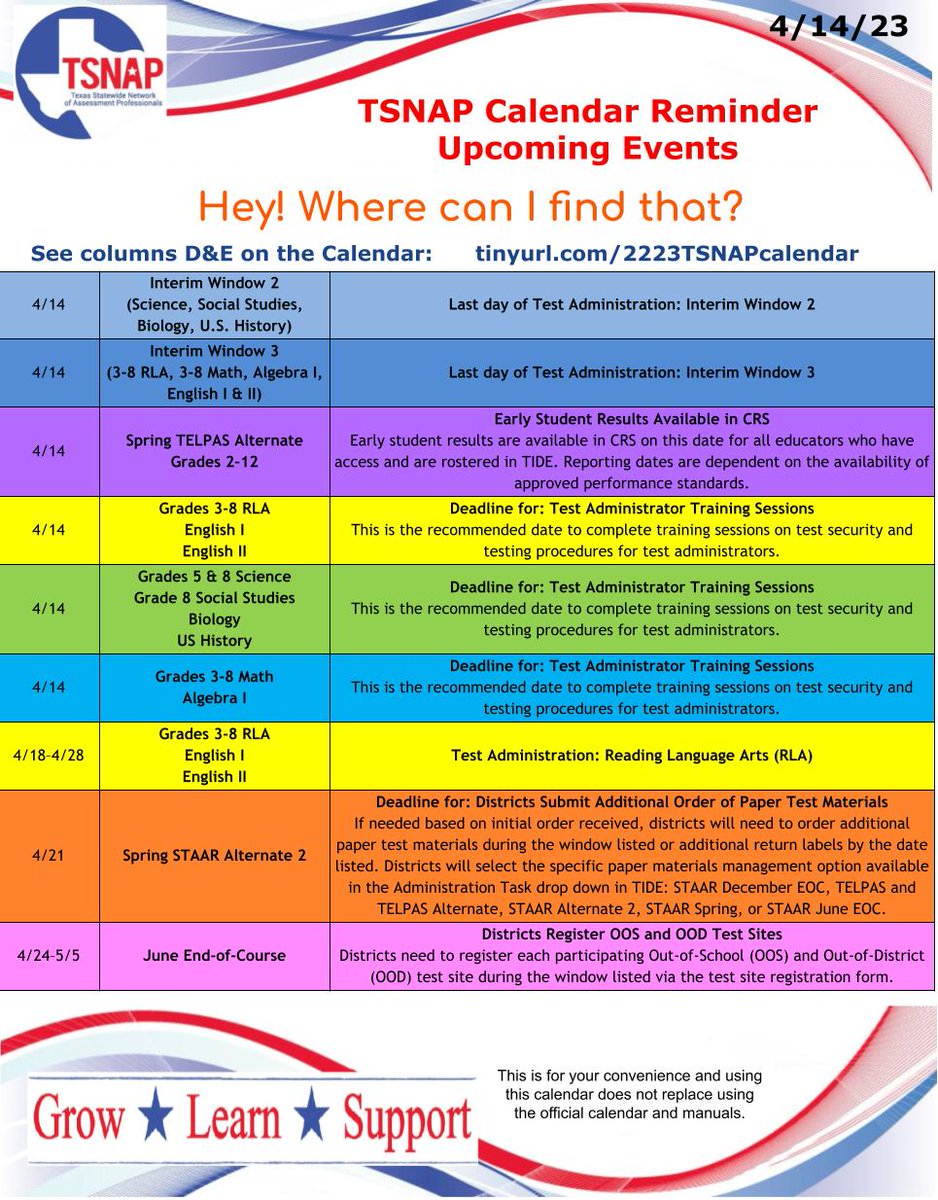 JamieHBarron's tweet photo. TSNAP Calendar Reminder 4/14/23
@tsnaptalk #tsnap
Here is the link to my full calendar: https://t.co/NuIOMSNoyT
Be sure to look at the "Hey! Where can I find THAT?" Column" for help with each event/activity. https://t.co/QWGQ8YBYNH