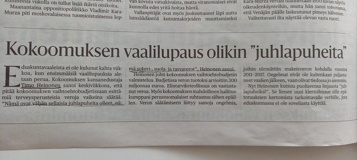 Olisiko hyvä, jos <a href="/timoheinonen/">Timo Heinonen</a> saisi vastaisuudessa kertoa enemmänkin #kokoomus puolueen vaalilupauksista?