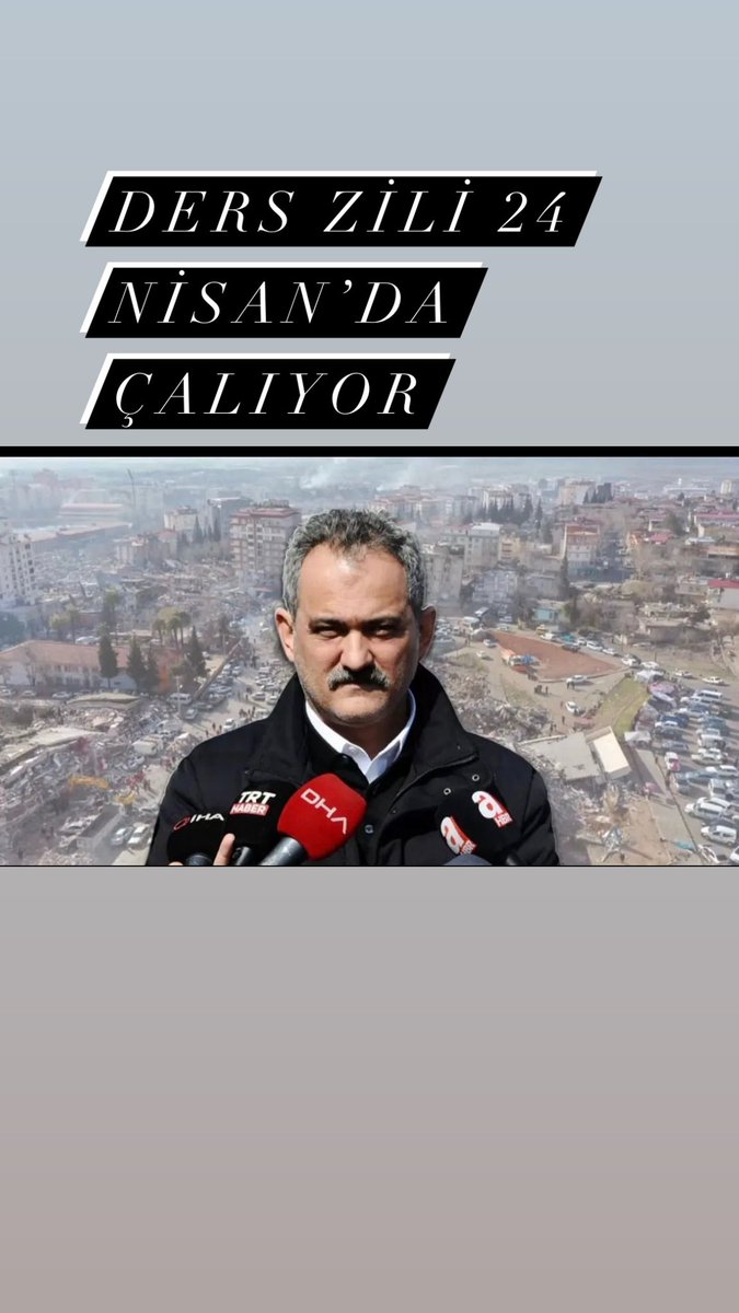 Milli Eğitim Bakanı Özer, depremden etkilenen Hatay ve Adıyaman’da ara tatilden itibaren tüm okulların açılacağını duyurdu.
Bakan Özer, şu ifadeleri kullandı:
"Hatay ve Adıyaman valiliklerimizle yaptığımız görüşmeler neticesinde, 24 Nisan yani bu bir haftalık ara tatilden sonra