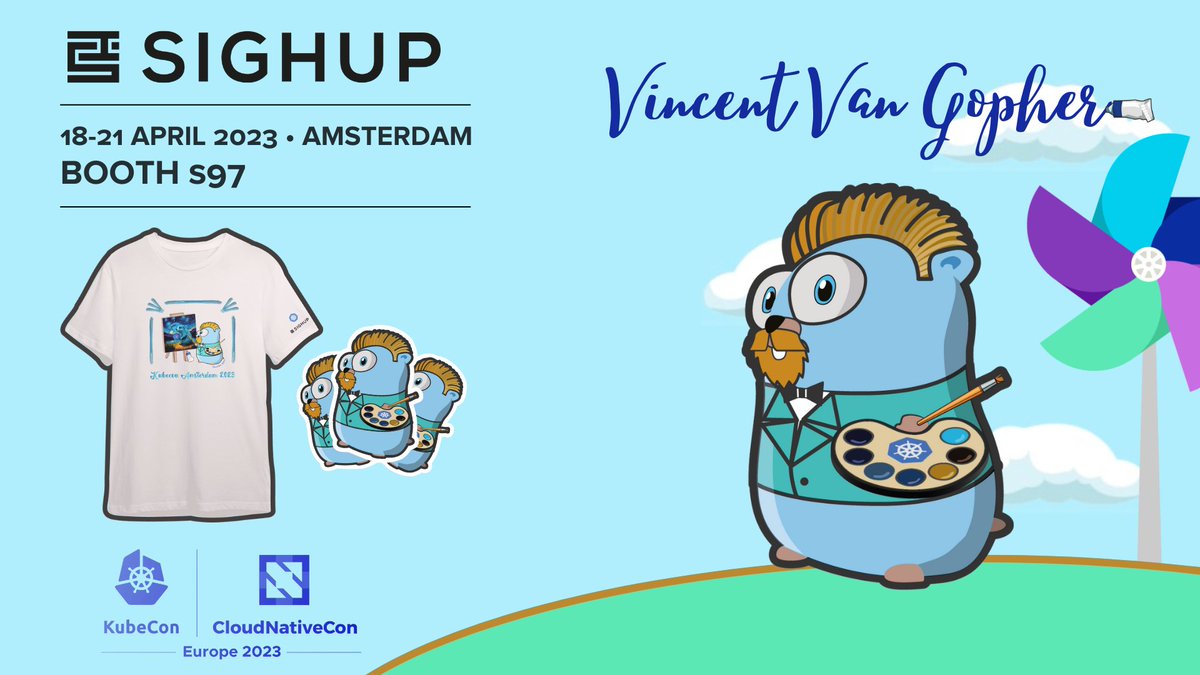 Only 4 days until #KubeconEU! 🚀
🤩 It's time for us to introduce you to Vincent #VanGopher
✅ Stop by our #booth  S97 for product #demos and #KubeCon #limitededition #swags 😎