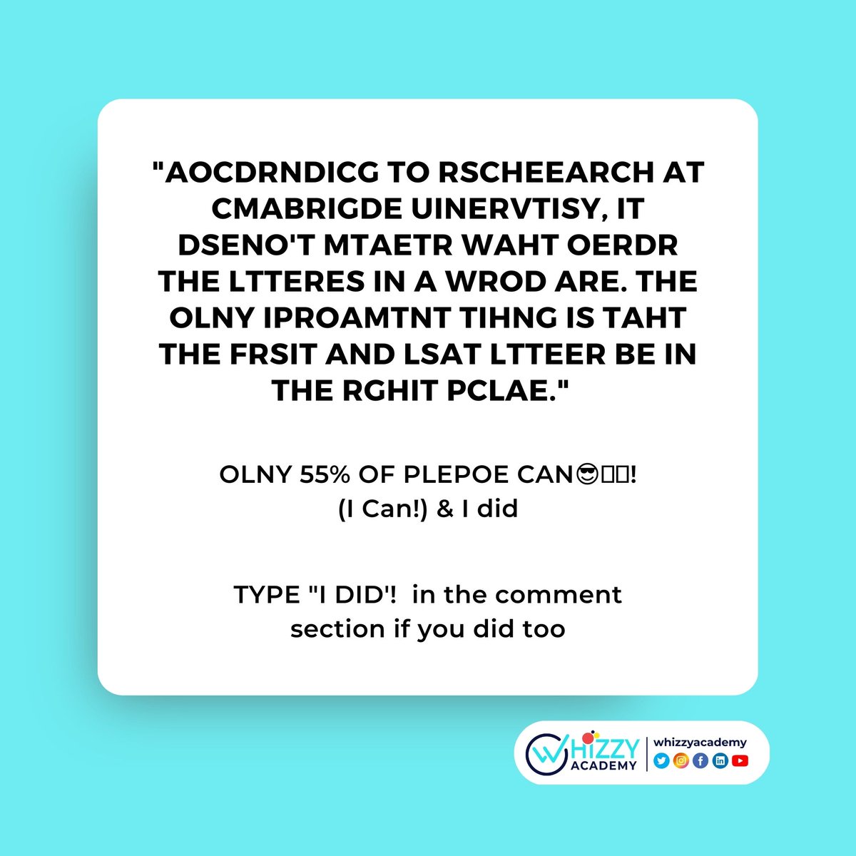 WhizzyAcademy's tweet photo. If you're part of that 55%, comment 'I did' below and show off your reading skills 📷
Tag a friend to try it out!!!
#vodafone #Ronaldo #hakimi #ashanti #ReadingIsFun #tech #ShowtimeFunMode #yvonne #bongo #guru https://t.co/8sY4kDeQ1x